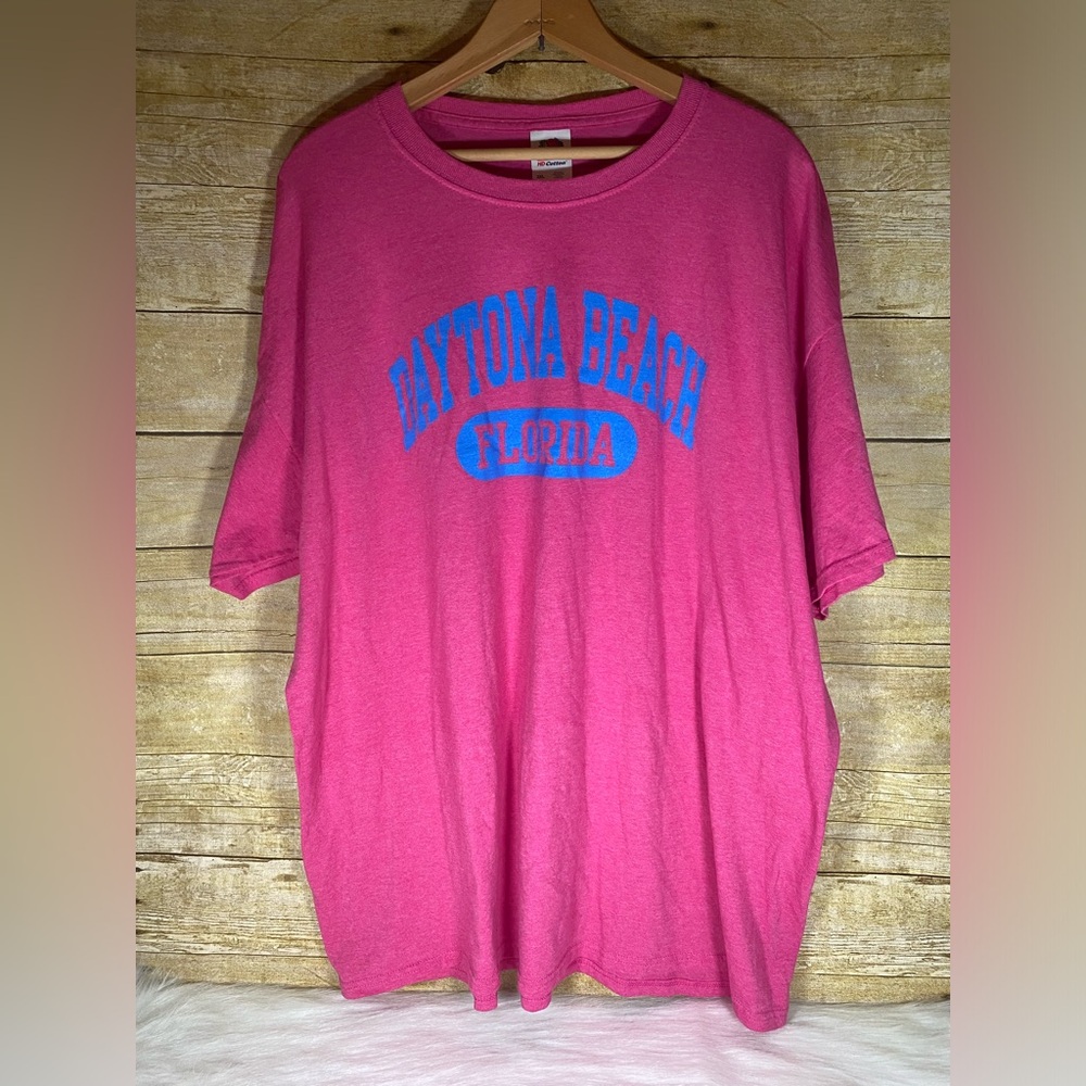 Daytona Beach Florida Pink T Shirt Top Size 2XL Womens Fruit Of The Loom